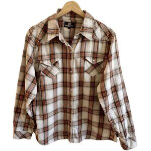 VTG Michiko London Plaid Shirt Japanese Size 3L/US XL Western Cowgirl Pearl Snap